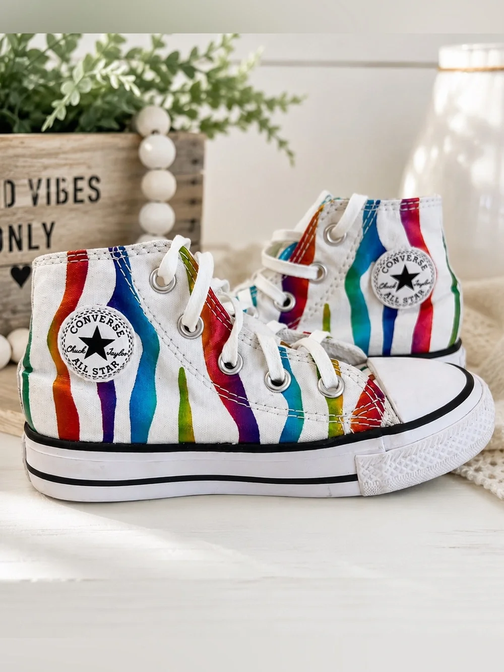 Converse Kids Chuck Taylor All Star Hi Archive Zebra Metallic Stripe Sneakers